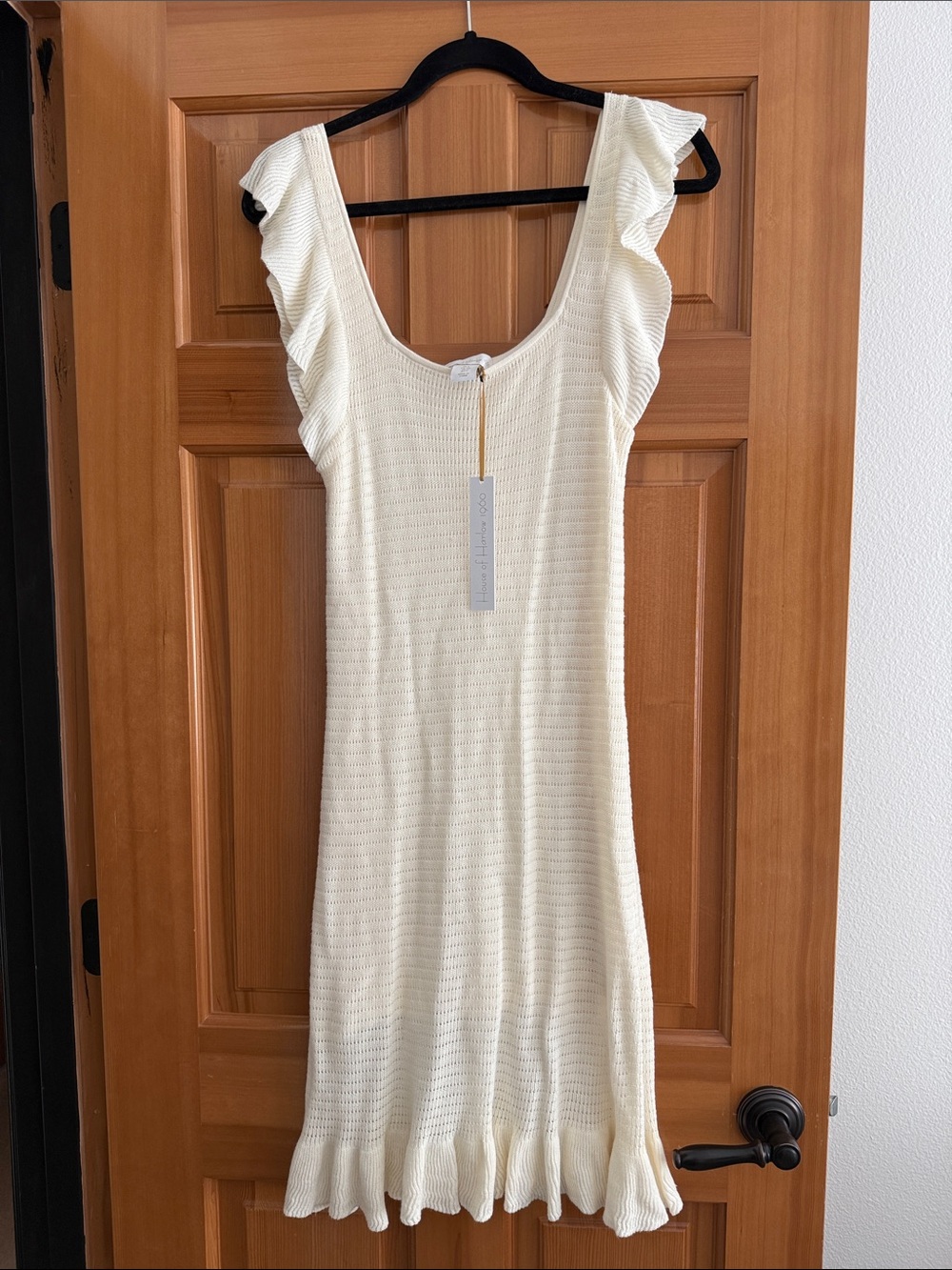 House of Harlow Ivory Knit Dress with Ruffle Cap Sleeves – NWT
